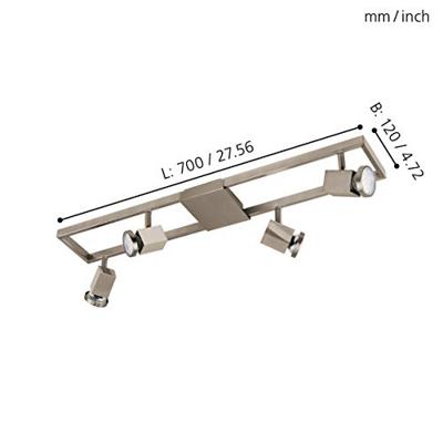 Eglo Led plafondspotZeraco 4-lichts led nikkel mat - 93678