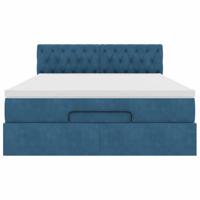 Ottoman bed met matras 140x200cm fluweel donkerblauw - thumbnail