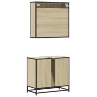 2-delige Badkamermeubelset bewerkt hout sonoma eikenkleurig - thumbnail