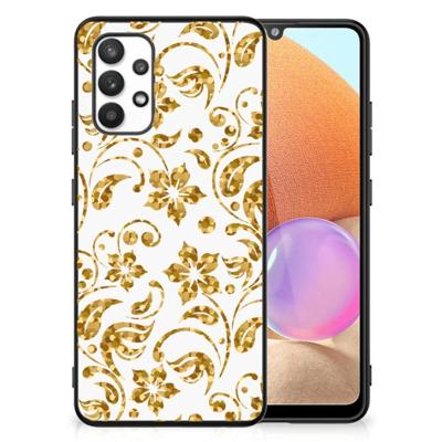 Samsung Galaxy A32 4G | A32 5G Enterprise Editie Bloemen Hoesje Gouden Bloemen
