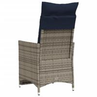 Tuinstoel verstelbaar met kussens poly rattan grijs - thumbnail