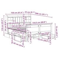 Bed met boekenkast zonder matras massief grenenhout 150x200 cm - thumbnail