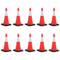 VidaXL Verkeerskegels met zware basis 10 st reflecterend 75 cm - thumbnail