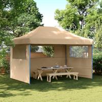 Partytent inklapbaar pop-up met 3 zijwanden beige - thumbnail