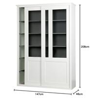 WOOOD Vitrinekast 'Vince' met schuifdeuren, kleur wit - thumbnail