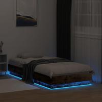 Bedframe met LED-verlichting gerookt eikenkleurig 75x190 cm - thumbnail