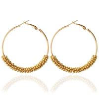 Vrouwen hoepel oorbellen etnische Vintage kraal Boho oorbellen statement sieraden (goud) - thumbnail