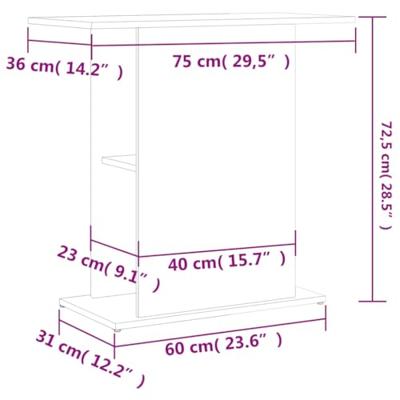 Aquariumstandaard 75x36x72,5 cm bewerkt hout gerookt eiken - thumbnail