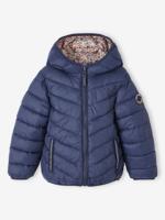 Lichtgewicht omkeerbaar meisjesjack met capuchon en gerecyclede polyester voering nachtblauw - thumbnail