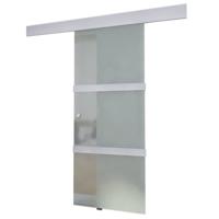 Schuifdeur 178 cm glas en aluminium zilverkleurig - thumbnail