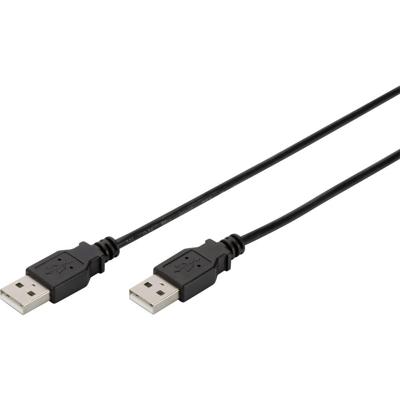 Digitus AK-300101-018-S USB-kabel USB 2.0 USB-A stekker, USB-A stekker 1.80 m Zwart Afgeschermd (dubbel)