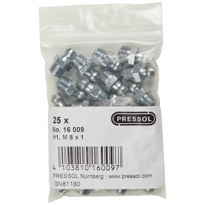 Pressol Conische smeernippel H1-recht, M 8 x 1-VZ 25 stuk(s)