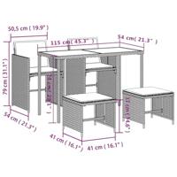 5-delige Tuinset met kussens poly rattan beige - thumbnail