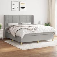 Boxspring met matras stof lichtgrijs 180x200 cm - thumbnail