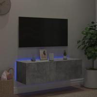 Tv-wandmeubel met LED-verlichting 100x35x31 cm betongrijs - thumbnail