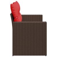 Tuinbank 2-zits met kussens poly rattan bruin - thumbnail