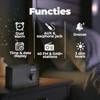 Denver DAB-51B Radio DAB+, DAB, FM USB, AUX Wekfunctie Zwart - thumbnail