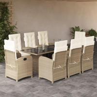 9-delige Tuinset met kussens poly rattan beige - thumbnail