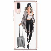 Huawei P20 siliconen hoesje - Travel girl - thumbnail