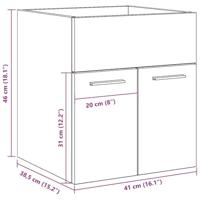 Wastafelkast 41x38,5x46 cm bewerkt hout oud houtkleurig - thumbnail