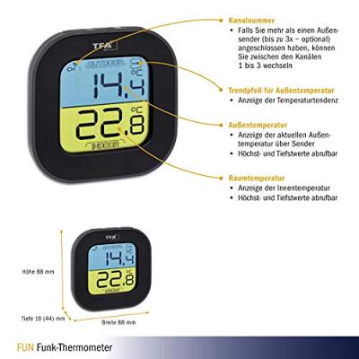 TFA Dostmann FUN Draadloze thermometer Zwart - thumbnail