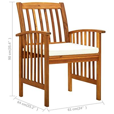 Tuinstoelen 3 st met kussens massief acaciahout