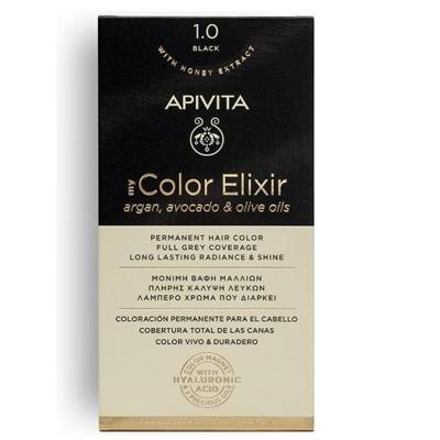 Apivita Color Elixir Permanent Hair Color 1.0 Black 1St Apivita Color Elixir Permanent Hair Color 1.0 Black 1St