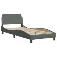 Bedframe met LED zonder matras 90x200 cm stof donkergrijs - thumbnail