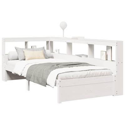 Bed met boekenkast zonder matras grenenhout wit 100x200 cm