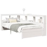 Bed met boekenkast zonder matras grenenhout wit 100x200 cm - thumbnail