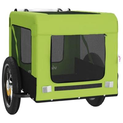 Hondenfietstrailer oxford stof en ijzer groen en zwart - thumbnail
