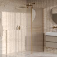 BRAUER Oblivion Flow inloopdouche helder ribbelglas 90x200 met zijwand 30 incl. glascoating Geborsteld Goud PVD - thumbnail