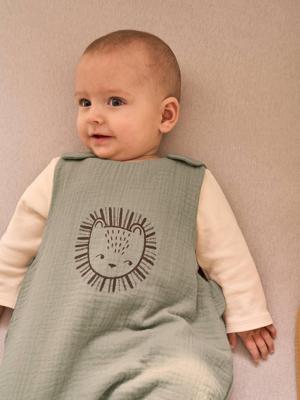 Mouwloos zomers slaapzakje ETHNIC Oeko-Tex® saliegroen