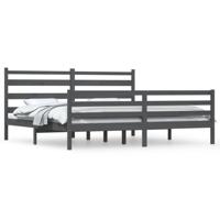Bedframe massief grenenhout grijs 200x200 cm - thumbnail