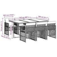 7-delige Tuinset met kussens poly rattan grijs - thumbnail