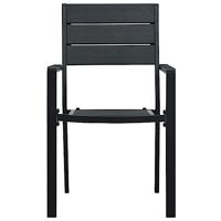 Tuinstoelen 4 st hout-look HDPE zwart - thumbnail