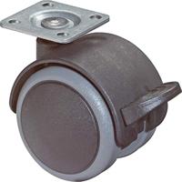 BS Rollen Dubbel zwenkwiel met rem | wiel-d. 40 mm draagvermogen 30 kg | met schroefplaat | kunststof | 1 stuk - F86.040.PL F86.040.PL - thumbnail