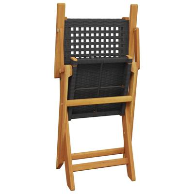 Tuinstoelen 8 st inklapbaar poly rattan en massief hout zwart