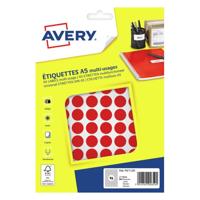 Etiket Avery A5 papier rond 15mm ROOD 960 stuks 96 per vel - thumbnail