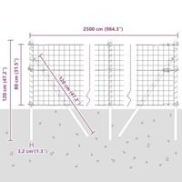VidaXL Hek met paal grijs 0,8 x 25 m staal en pvc - thumbnail