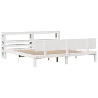 Bedframe met hoofdeinde zonder matras 200x200 cm wit - thumbnail