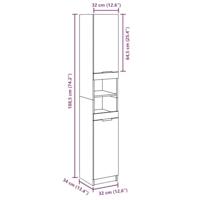 Badkamerkast 32x34x188,5 cm bewerkt hout artisanaal eikenkleur - thumbnail