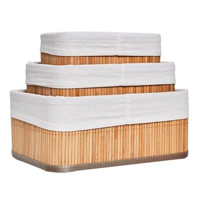 Homestyle Pro Bamboe Opbergmanden 3 Stuks Naturel/Wit Homestyle Pro Bamboe Opbergmanden 3 Stuks Naturel/Wit