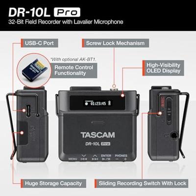 Tascam DR-10L Pro digitale audiorecorder en lavalier combo - thumbnail