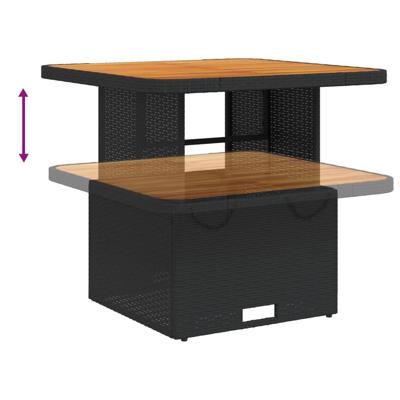 3-delige Bistroset met kussens poly rattan zwart - thumbnail