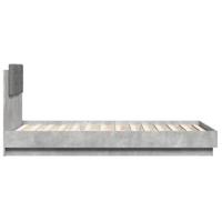 Bedframe met hoofdbord bewerkt hout betongrijs 75x190 cm - thumbnail