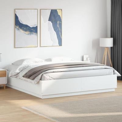 Bedframe met LED-verlichting bewerkt hout wit 200x200 cm
