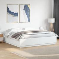 Bedframe met LED-verlichting bewerkt hout wit 200x200 cm - thumbnail
