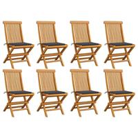 Tuinstoelen 8 st met antracietkleurige kussens massief teakhout - thumbnail