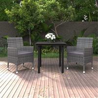 3-delige Tuinset met kussens poly rattan en glas - thumbnail